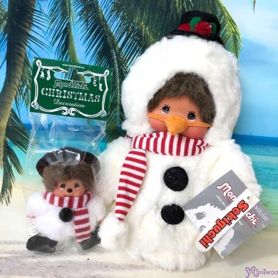 254800F Monchhichi 10cm X'Mas Mascot Christmas Snowman 聖誕 雪人 吊飾